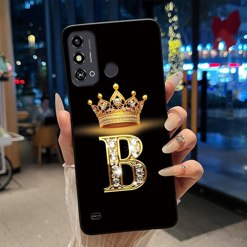 

For ZTE Blade A53/A53+/Optus X Delight 2 Shockproof Soft Black Case For ZTE Blade A53 Pro Beautiful Crown Letter Couple Shell ZTE Blade A53