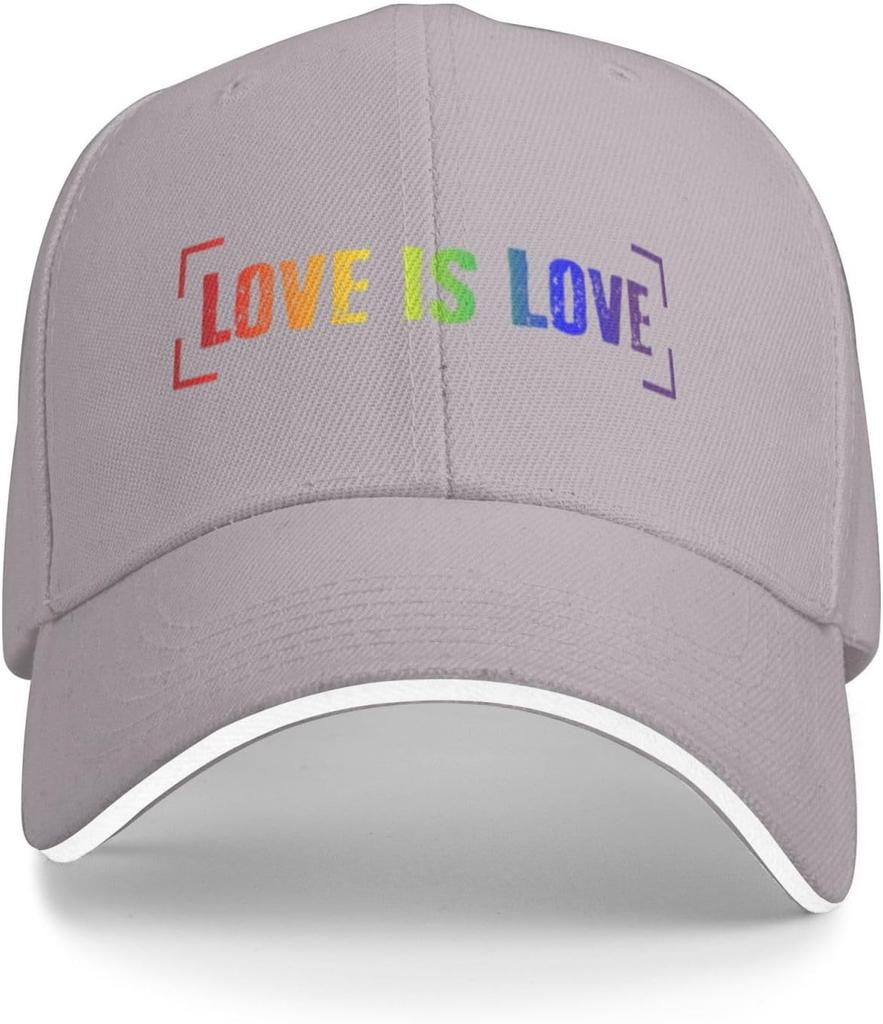Love is Love Rainbow LGBT Pride Adjustable Baseball Cap Casual Polyester Summer Hat for Men Women