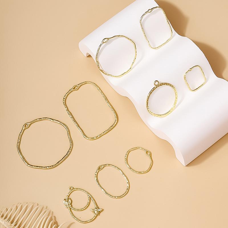 10Pcs Alloy Hollow Frame Open Back Bezel Pendants Geometric Charms For Diy Jewelry Making Earrings Necklace Supllies