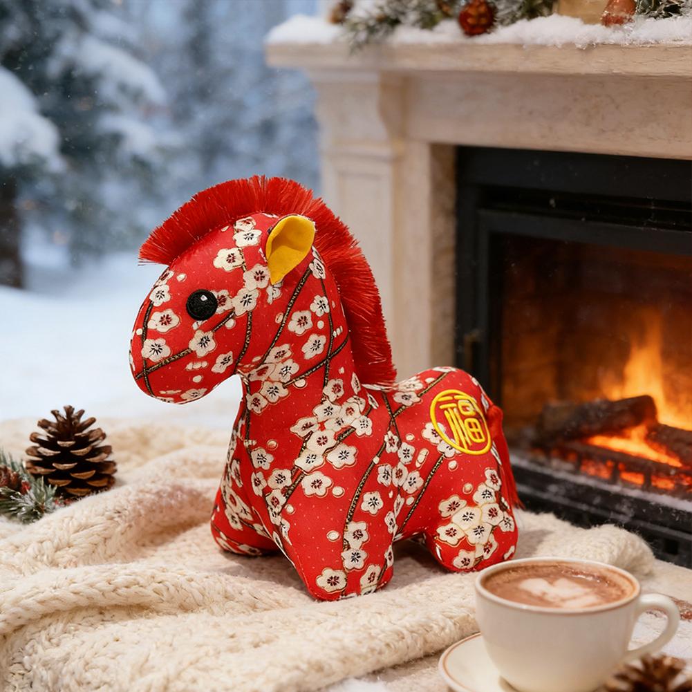 2026 Chinese New Year Horse Mascot Plush Doll Five Gift Soft Stuffed Toy Festival Horse Doll Favor Event Flower Party H7O5