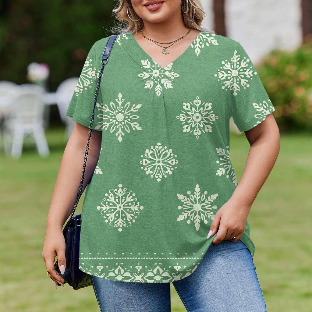 Modische Damen Übergröße Lässige Lockere Kurzarm Elegante V-Ausschnitt Bluse Für die Arbeit