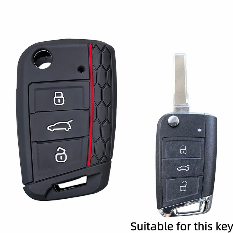 

Silicone Cover For Volkswagen Vw Polo Golf 7 Passat Tiguan Mk2 Beetle Ateca Caddy T5 Flip Folding Car Key Case Cover Accessories