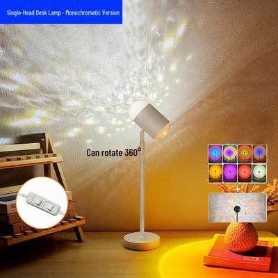 Dynamická lampa projektor západu slunce s vlnkami na vodní hladině