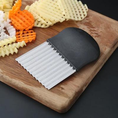 Stainless Steel Potato Chip Cutter Dough Vegetable Fruit Wavy Kitchen Knife Chopper French Fries Maker Tools Gadget