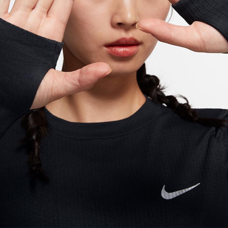 Nike Dri-Fit Miler Casual Training Running Long Sleeve T-Shirt Women Tops Black AT4193-010