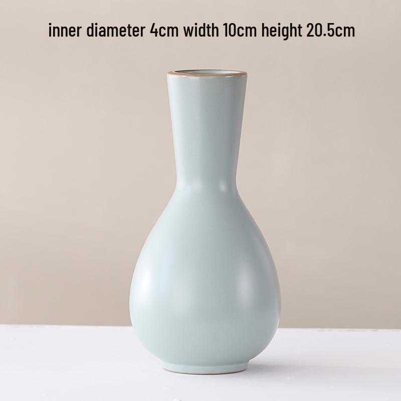 Elegant Celadon Vase: Classical Ru Kiln Ceramic for Hydroponic Flower Arrangements and Living Room Decor