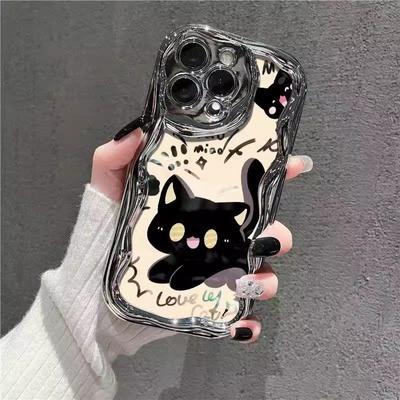 Electroplating Cartoon Black Cat Suitable for Apple 16 Mobile Phone Case New Iphone15promax Anti Fall 13 Personality 14
