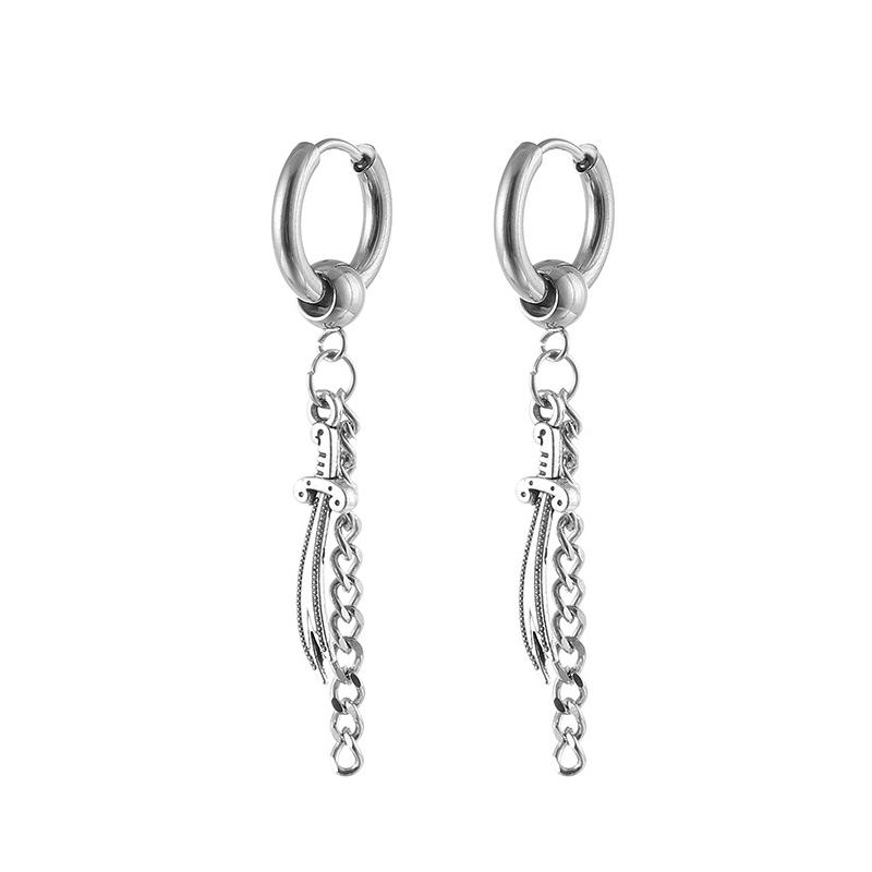 

Индивидуальные винтажные серьги-цепочки с мечами, женские и мужские серьги-обручи в стиле панк для друзей, подарочные ювелирные изделия, мужские серьги