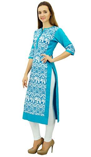 Phagun Women's Designer Straight Black Kurta 3 4 Sleeve Printed Casual