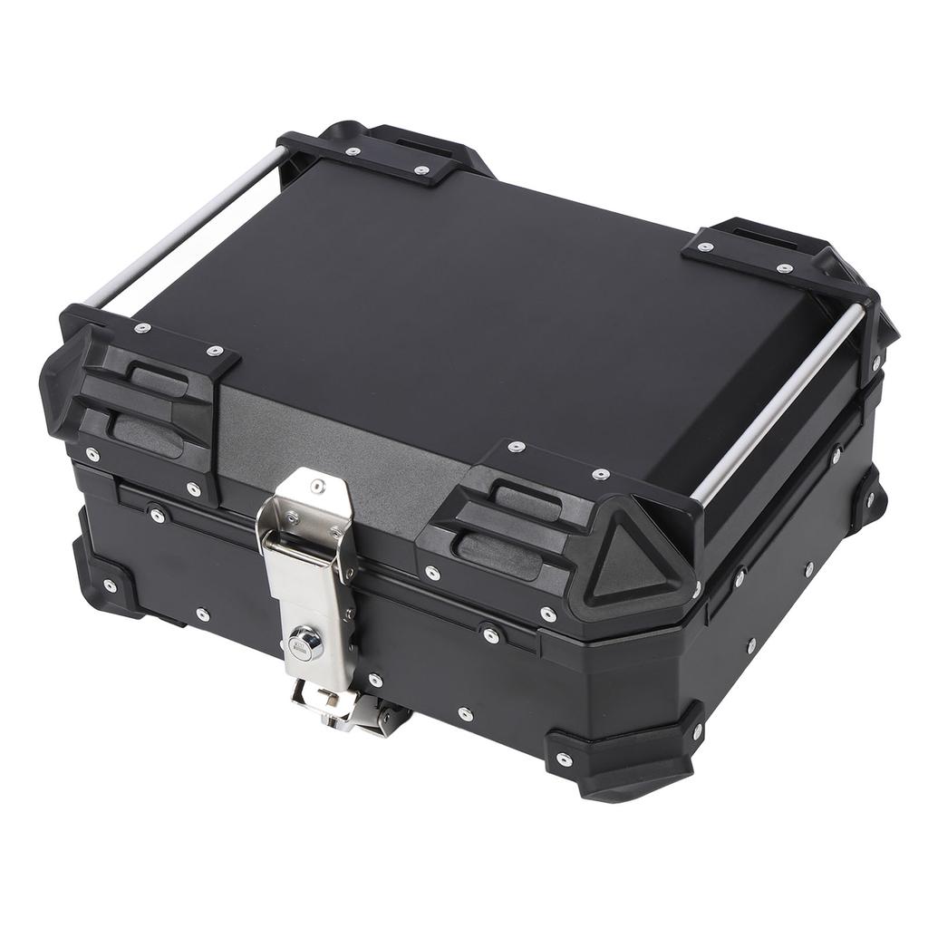 25L Motorcycle Top Box Aluminum Alloy Quick Release Water Resistant with Safety Lock Universal Rear Top Case for Helmet