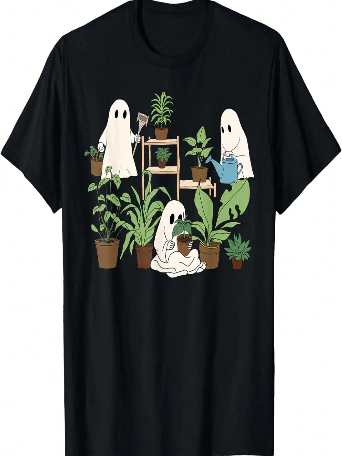 Cute Ghost Plant Lady Halloween Spooky Gardener Gift Wounisex T-Shirt S разноцветный