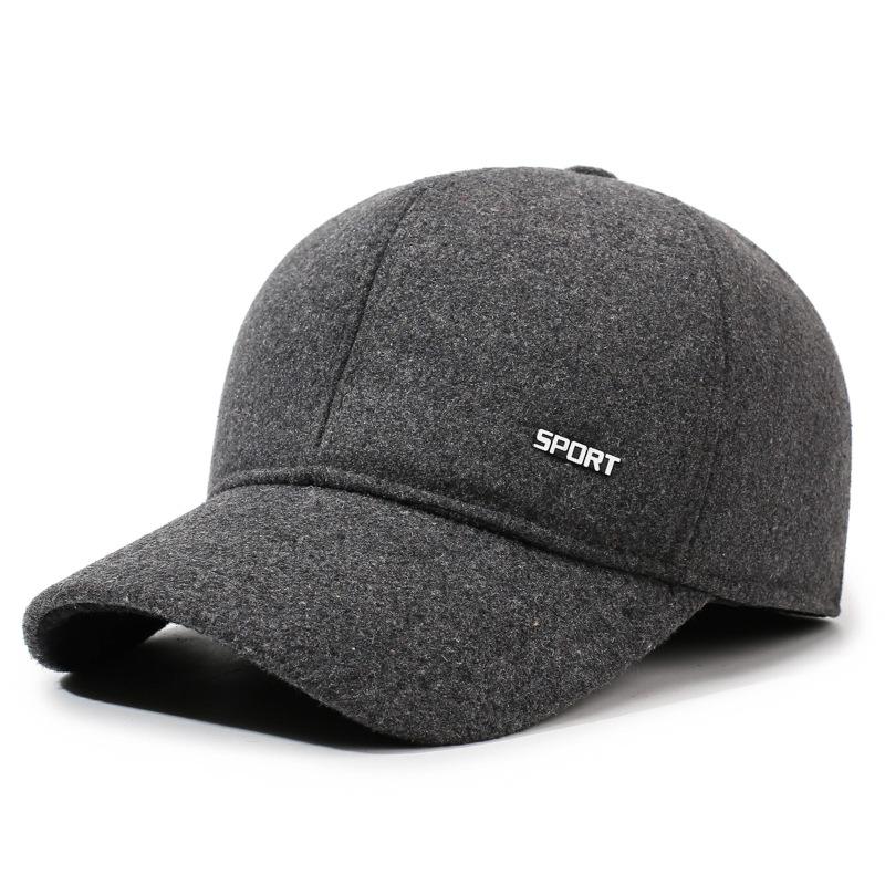 Hat Men's Winter Middle-Aged and Elderly Warm Woolen Baseball Cap Autumn Father Ear Protection Cap