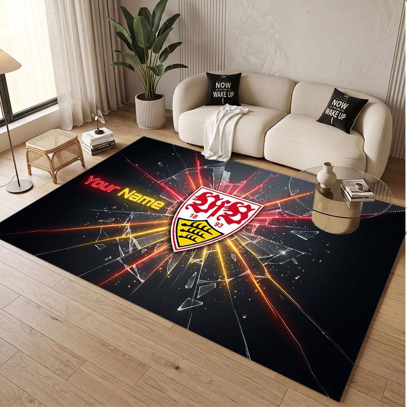 Custom Rug VfB Stuttgart FC Pattern Print Name Text Soft Non‑Slip Floor Carpet for Home Indoor Decoration