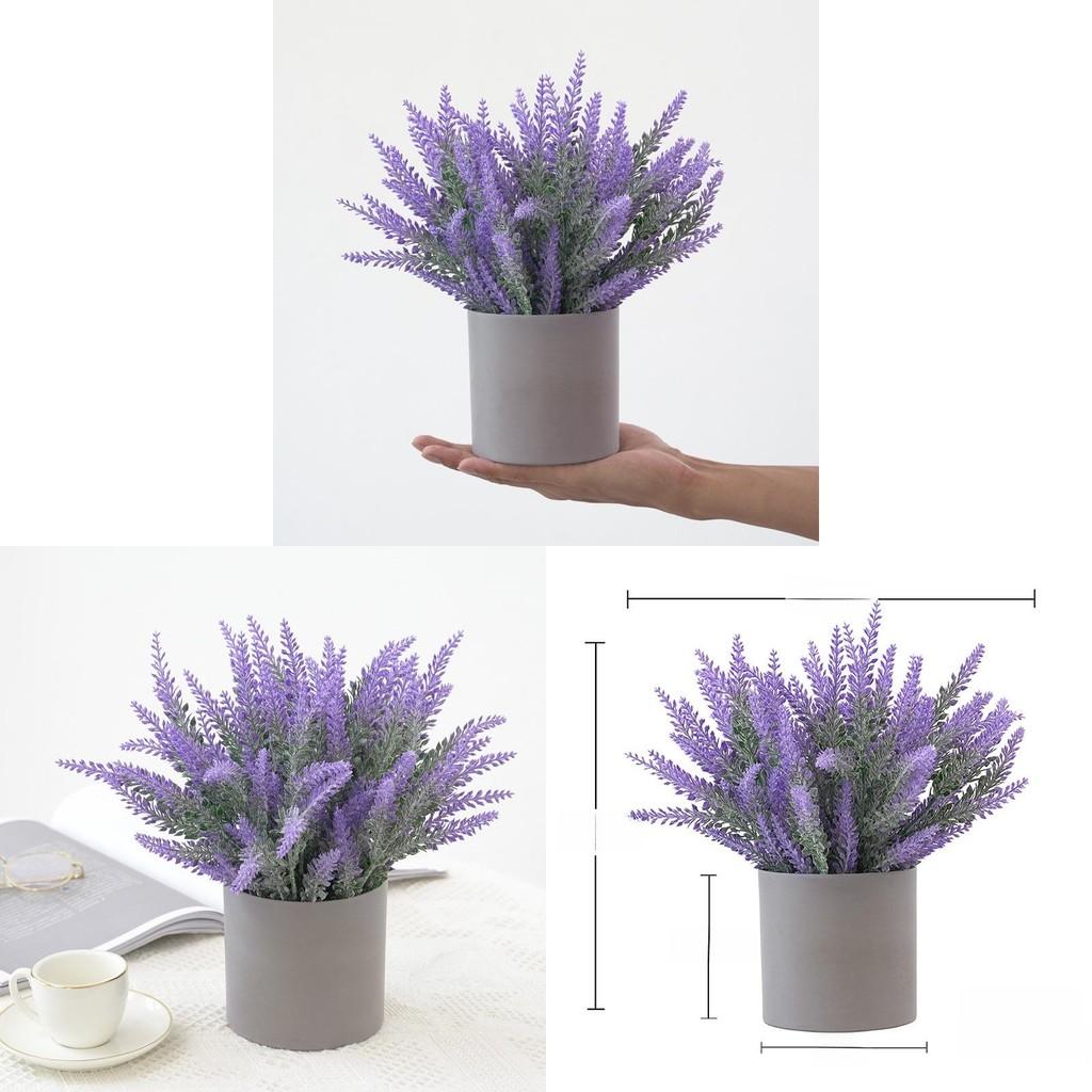 Pianta Artificiale Lavanda Decorativa Con Vaso Per Casa Ufficio Arrangement Romantico Da Tavolo