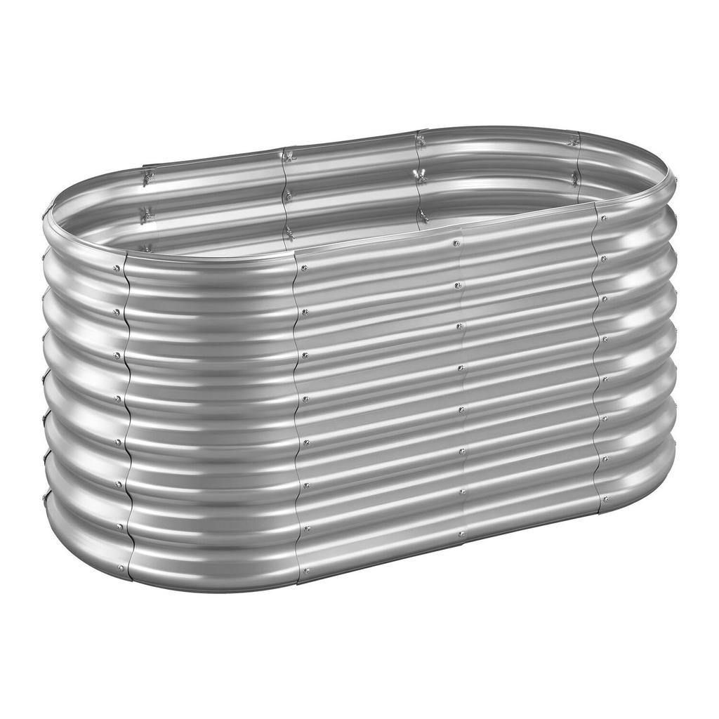 Metal Raised Garden Bed, 1.2 X 0.6 X 0.6 M Oval Outdoor Galvanized Planter Garden Box, Open Bottom Design, Large Planter Raised Bed for Growing