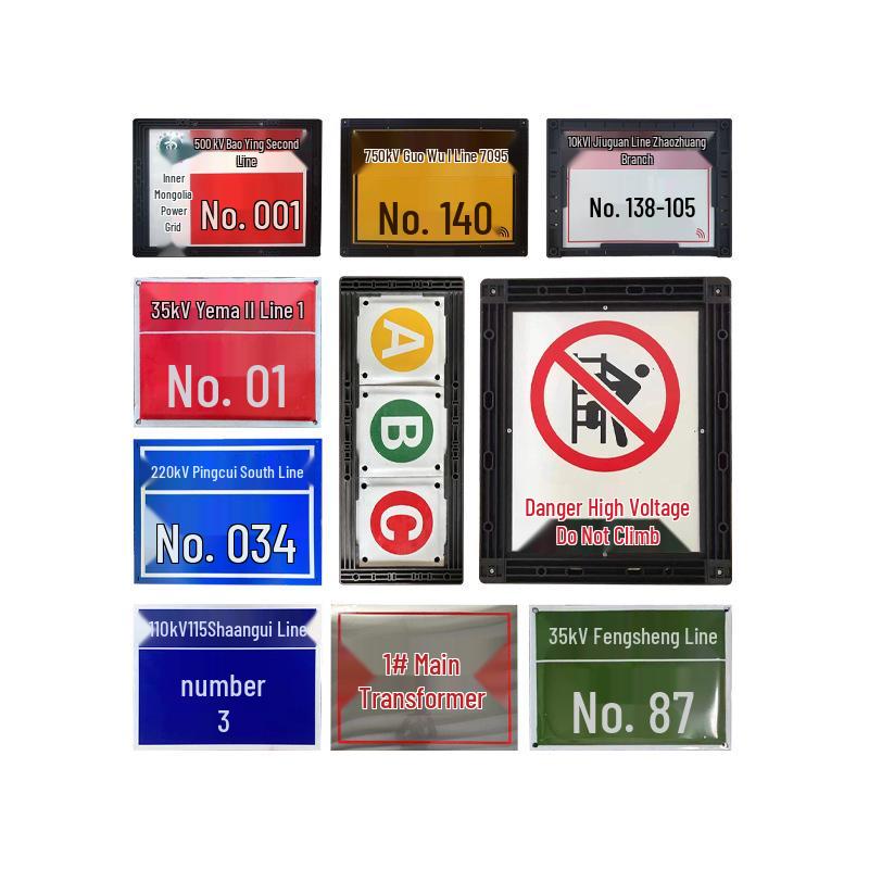 Customized Reflective Aluminum Number Plate for Power Poles with Safety Warning Signs