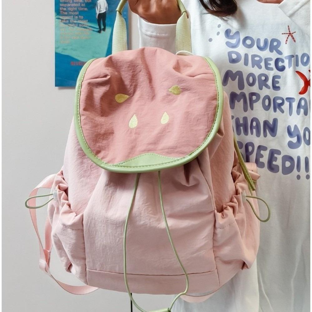 Trendy Dopamine Color Drawstring Backpack Large Capacity Fruit Shoulder Bag Korean Style School Bag Travel