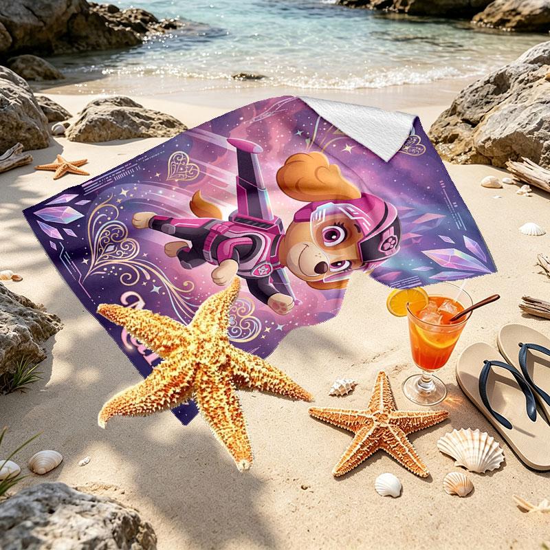 Custom Name Personalized PAW Patrol Print Beach Towel, for Trip Camping Beach Party Home Decor, Birthday Gift for Family & Friends