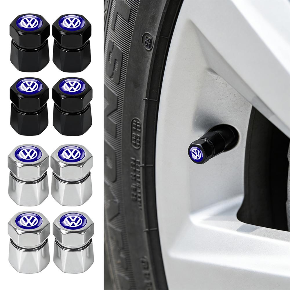 For Volkswagen MK1 4PCS Car Badge Wheel Tires Valve Caps Tyre Valve Stem Covers For Volkswagen VW R Polo Passat Rline Golf 6 Tiguan Jetta GTI ID.3