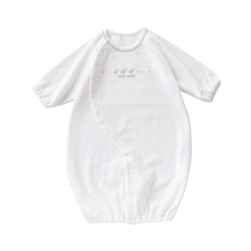 Cream de Coco DX Pile All Made in Japan Two-Way [Crotch Snaps/2-Way] Newborn/Baby, [Fall/Winter Material] 50-70cm (Off-White)