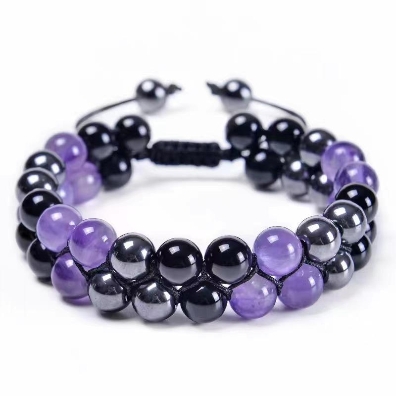 

Meier Hot-selling natural amethyst stone semi-precious bead bracelet - handmade braided bracelet for women 6mm