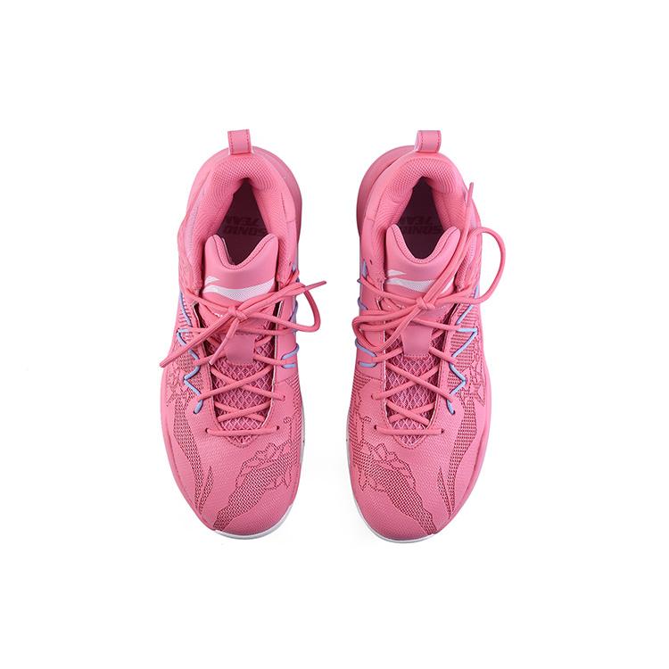 New LiNing SONIC 8 TD Team Edition Mid Top Performance Basketball Shoes Men's Pink White ABPQ011-7