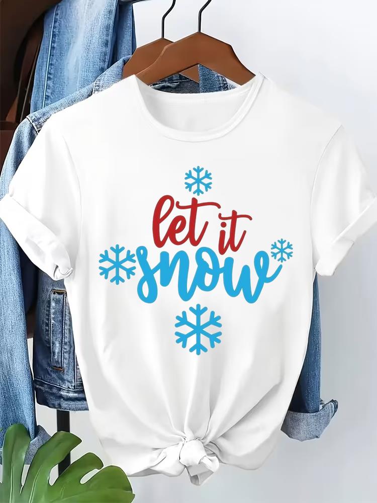 (Asian Size) Leopard Tree Cute 90s T Shirt Print Fashion Merry Christmas Women's Top Short Sleeve T-shirts O-neck Casual New Year Clothing Graphic Tee