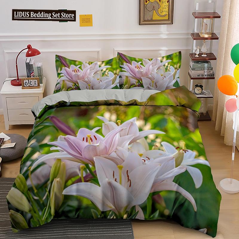 3D Flowers Bedding Set Twin Full King Queen Size Comforter Set For Kids Girl Bedroom Decoration Polyester Duvet Cover Set King