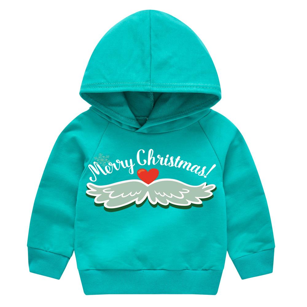 Christmas New Year Cartoon Spring and Fall Children's Printed Hooded Sweater Boys and Girls Casual Tops with Hoodie