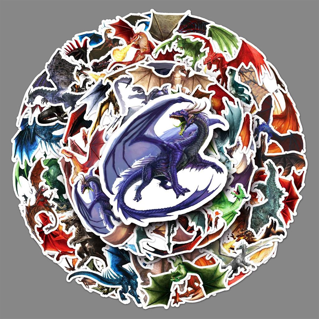 50 Dragon Doodle Personality Cartoon Cool Animal Trend DIY Skateboard Mobile Suitcase Stickers Waterproof