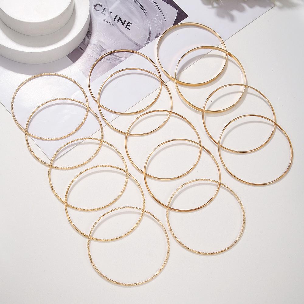 BEPAN 14 Pieces Metal Bangles Set For Women Holiday Accessories Party Fashion Jewelry Trendy Basic Styles Punk Textured Item