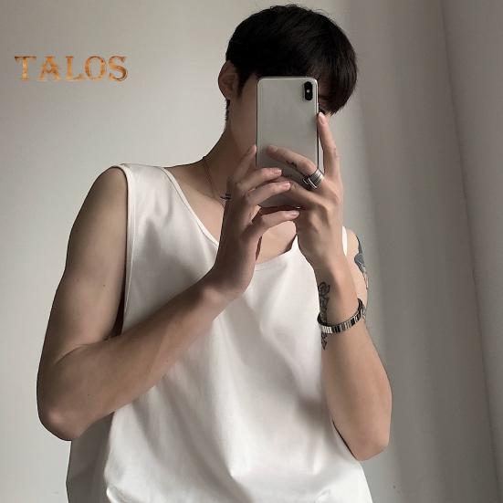 Men Vest Sleeveless Round Neck Solid Color Vest Loose Fit Casual Sport Tank Tops Streetwear Daily Wear