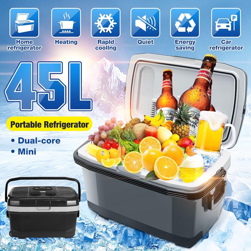 220V 12V 45L Car Fridge Portable Refrigerator 45L Mini Fridge Auto Fridge Freezer RV Van Truck Travel Cooler Heater Home Use