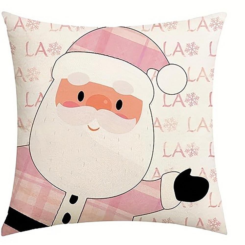 Festive Pink Christmas Pillowcases: Santa, Snowman, Merry Christmas & Christmas Eve Designs home room decoration