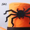Halloween Pet Costume Accessory Cat Top Hat, Orange Dog Hat with Adjustable Strap, for Dogs Black Spider Small Festive Party Breathable Headwear