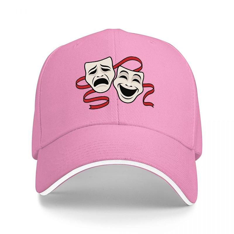 Theater Masks Drama Comedy Baseball Cap Black with Red Accents Classic Stage PerforUnisexce Design Adjustable Fit for Adults