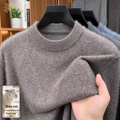 Herren Pullover 100% Reine Wolle Verdickt Rundhals