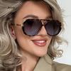 Hip Hop Sun Glasse Oversize Frame Anti-UV Spectacles Double Beam Eyeglasses Personality Temples Ornamental Women Sunglasses