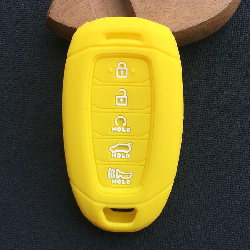 Silicone Car Key Cover Case For Hyundai Palisade 2021 Ix35 Tucson Accent Santa Fe Solaris ELANTRA Azera 5button Key accessories