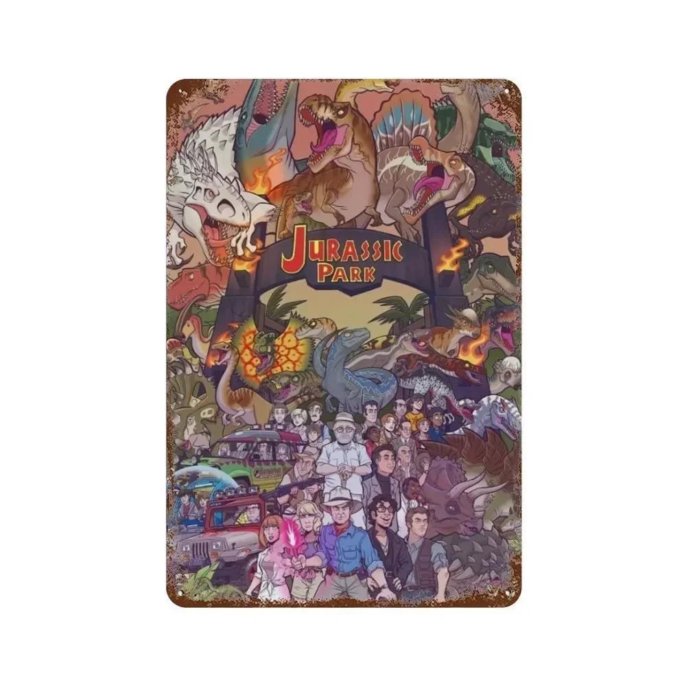 Jurassic Park Dinosaur Science Fiction Movie Sign Decor Metal Plate Poster Vintage Tin Sign Garage Man Cave Plaque Decoration