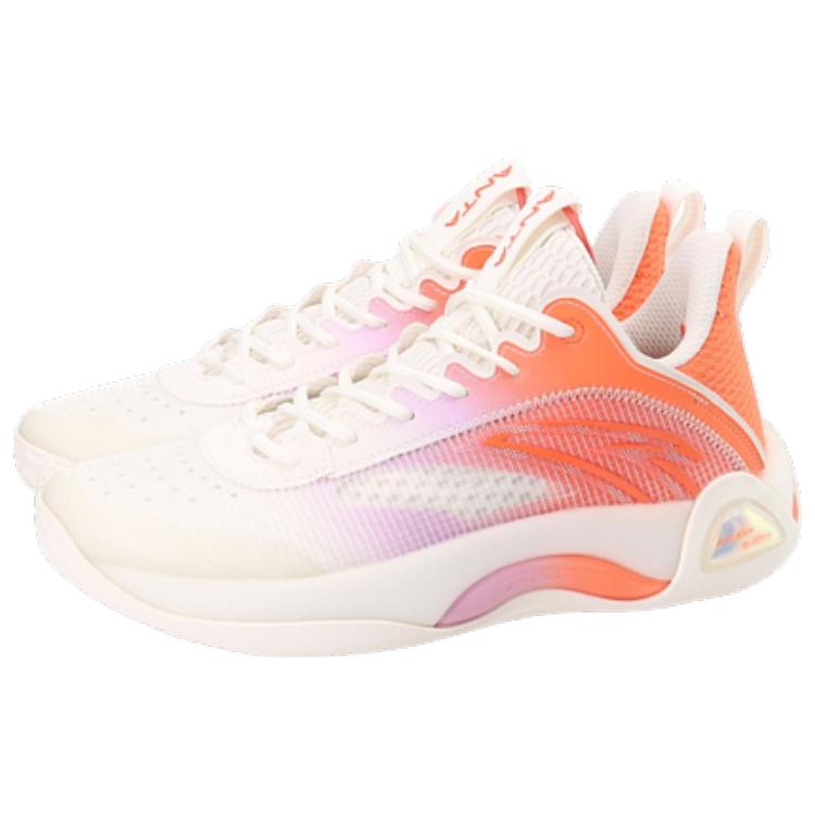 New Anta Cement Bubble 2.0 Slip Resistant Low Top Basketball Shoes Men's White Purple Orange Orange 112221610S-1