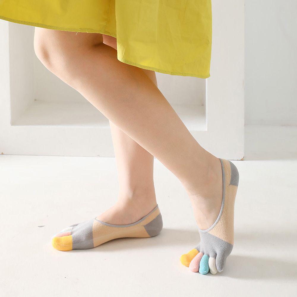 Soft Girls Colorful Patchwork Cute Short Socks Cotton Socks Women Hosiery Five Toe Boat Socks