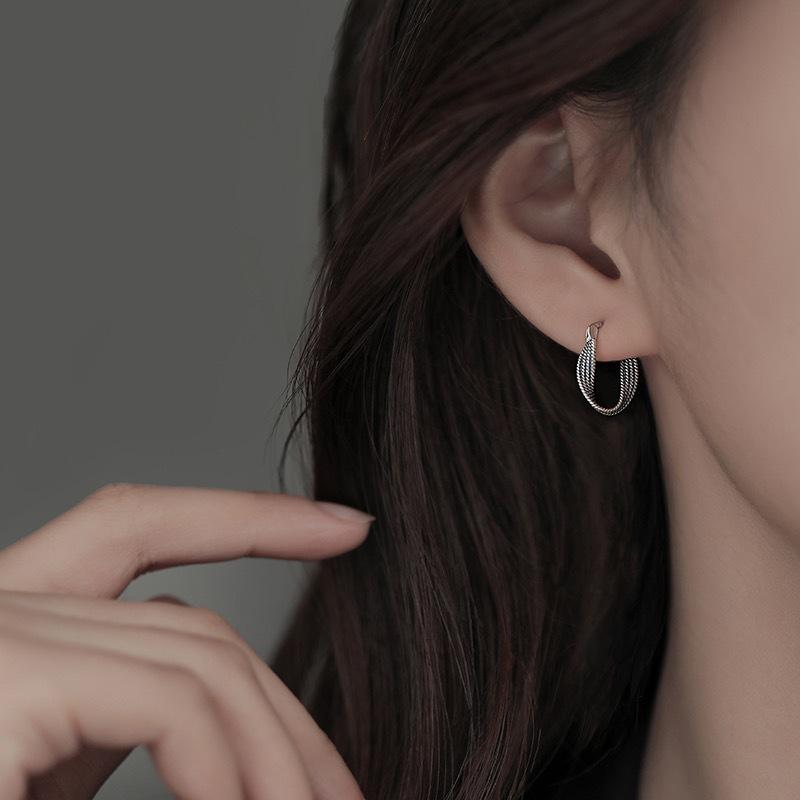 Twist Earrings Women's Style Thai Silver Old Retro Niche Design Simple Temperament Personalized Ear Buckle