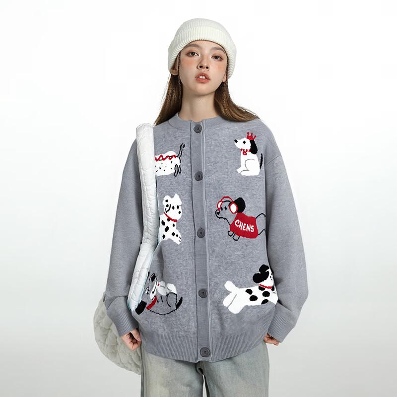 TOM ADAM Kardigan Haftowany w Stylu Retro Cartoon