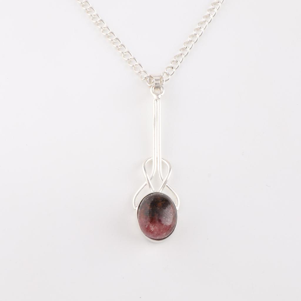 Black Rhodonite Gemstone 925 Sterling Silver Jewelry Handcrafted Pendant 1.79" PP-60-38