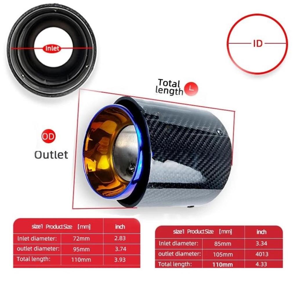 Muffler Cutter Burnt Blue Pipe Black Carbon Fiber Exhaust Muffler Tip for Mini for