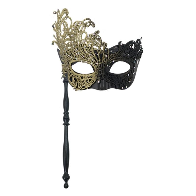 Masque de Mascarade pour Femmes avec Bâton Amovible Masque de Mardi Gras Masque de Fête Vénitien Accessoire de Costume Cosplay Halloween