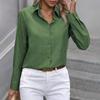 Women's Fashion Single Breasted Color Color Blocked Long Sleeved Lapel Shirt Top
