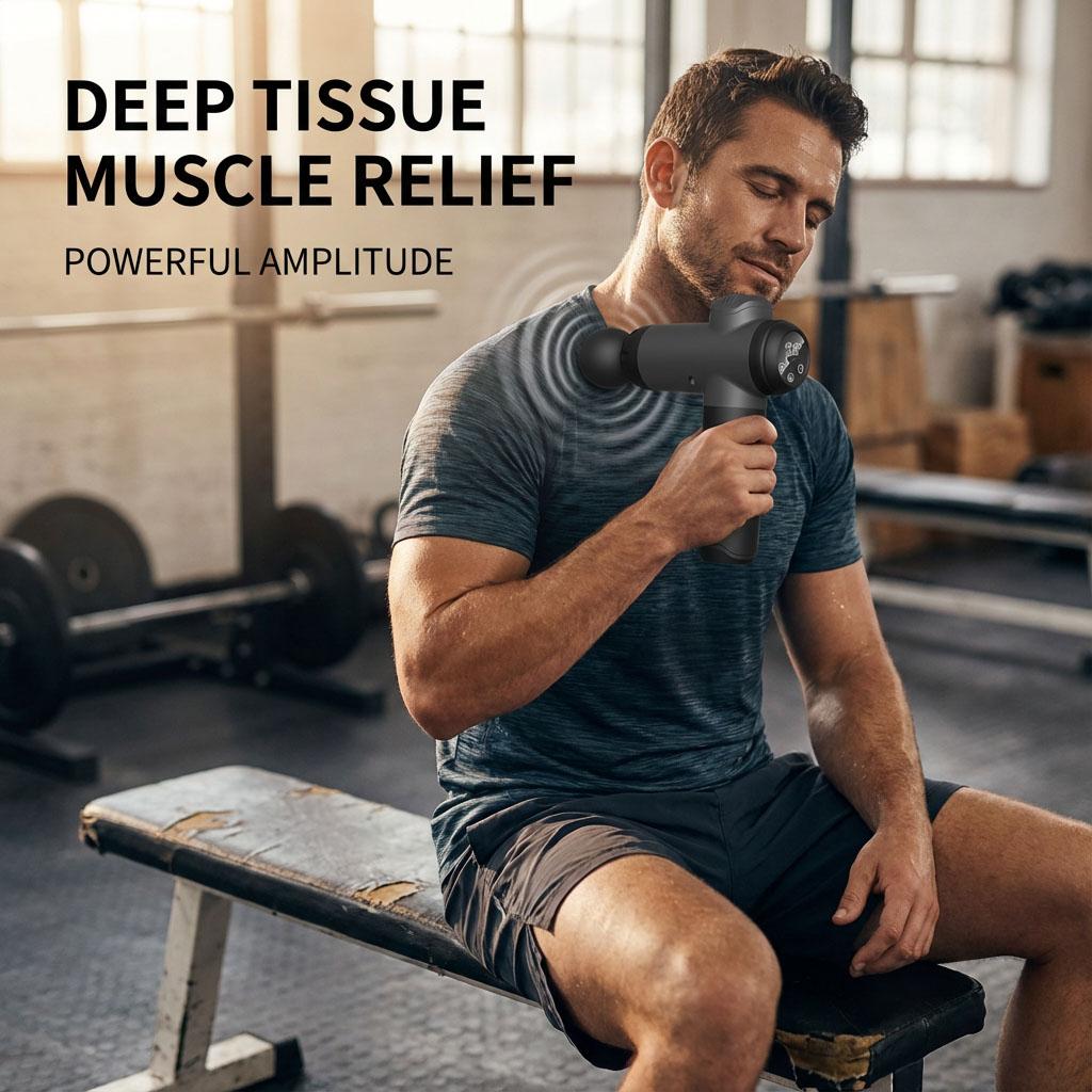 Smart LCD Touch Screen Massage Gun Electric Muscle Relaxer. 99 Gears Powerful Deep Tissue Massager with 8 Heads Type-C Rechargeable.