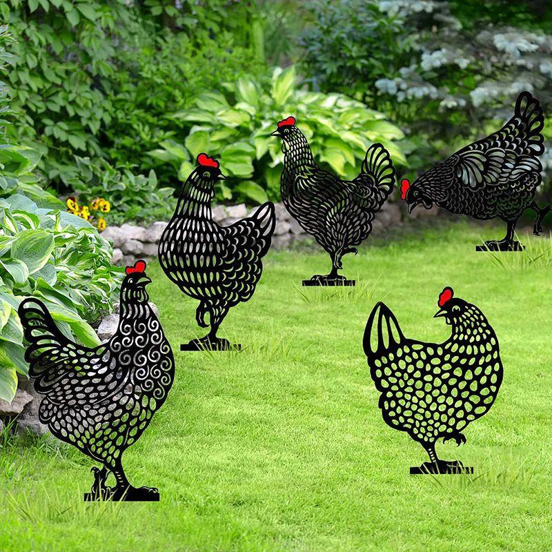 Statues Chicken Art Backyard Lawn Stakes Hen Yard Decor Garden Decor Ornament